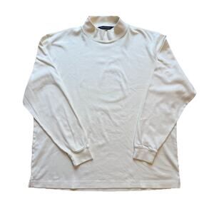 Scott Barber Mock Neck Sweatshirt XL Cream 100% Pima Cotton Made in Peru